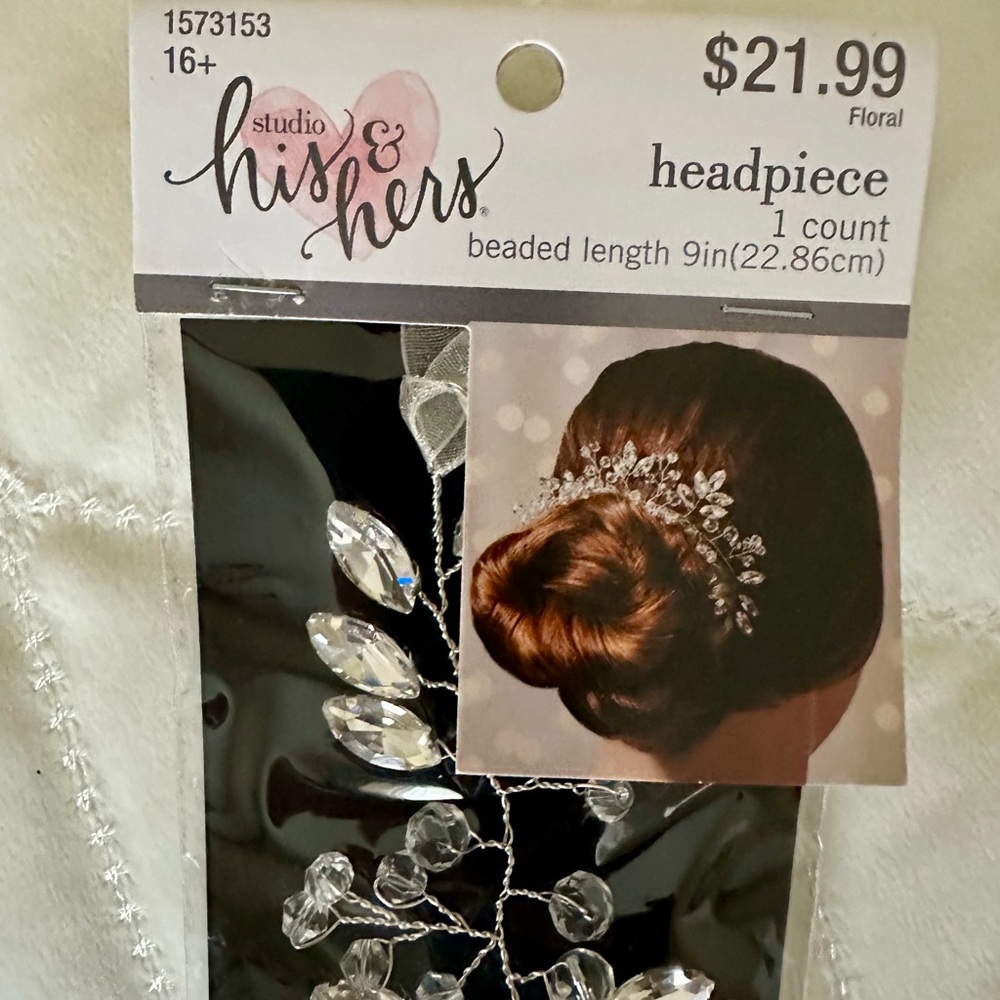 Studio His & Hers Silver Crystal Leaf Headpiece